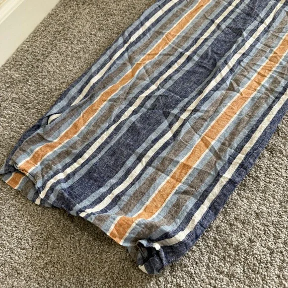 Striped Wide Leg Pants Linen Blend Medium Current Air Beachy Lounge Leisure - Picture 3 of 11